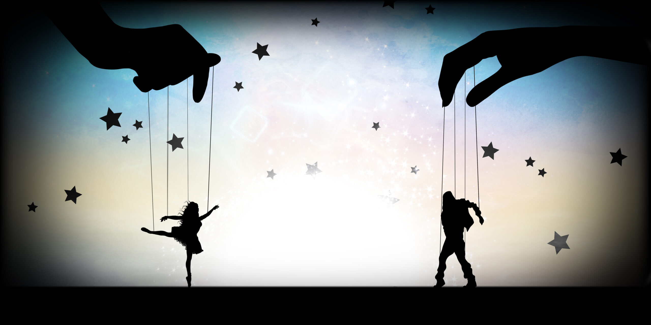 Theater of Life cartoon characters in the real world silhouette art photo manipulation
